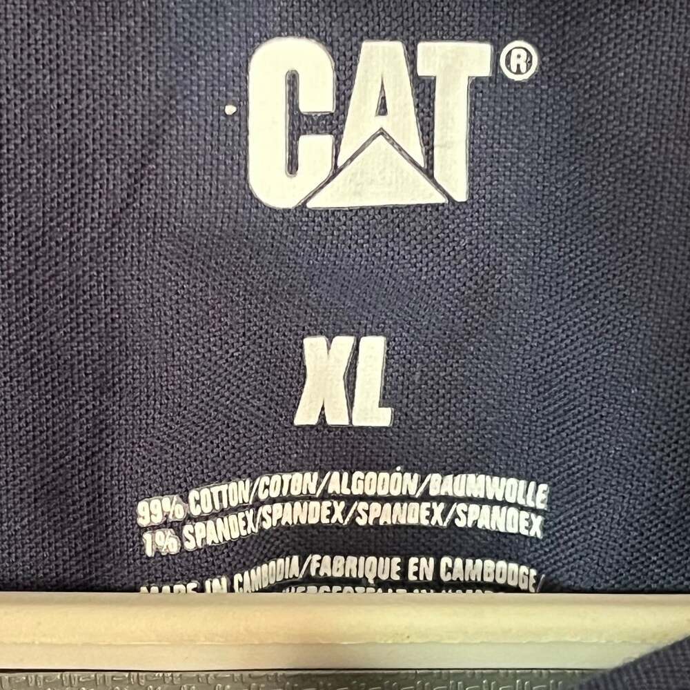 CAT womens XL oxford shirt button navy blue durable nwt - Picture 2 of 4